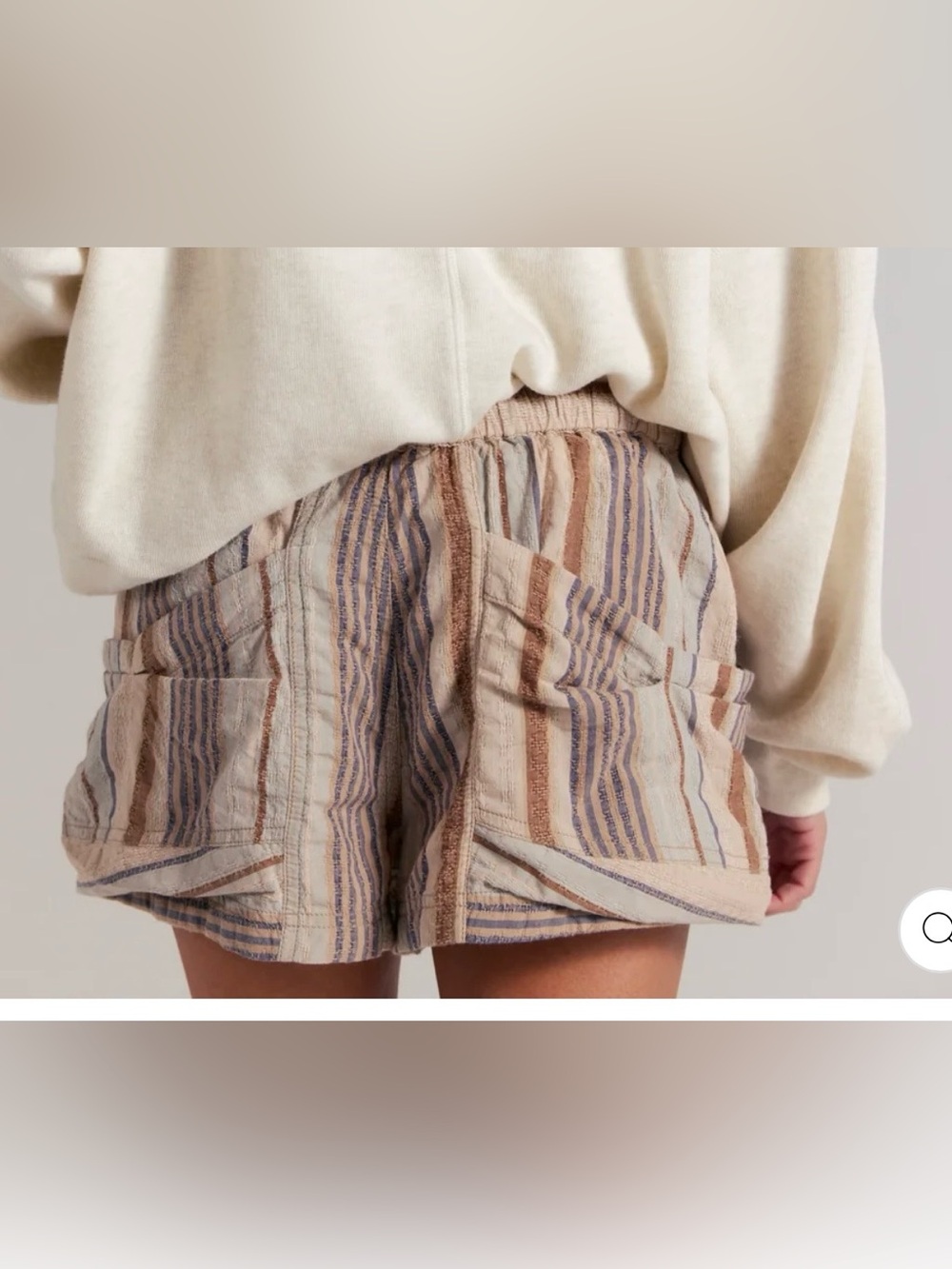 Free People Good Fortune Striped Shorts XS Washed Blue Combo New With Tags - Picture 6 of 6